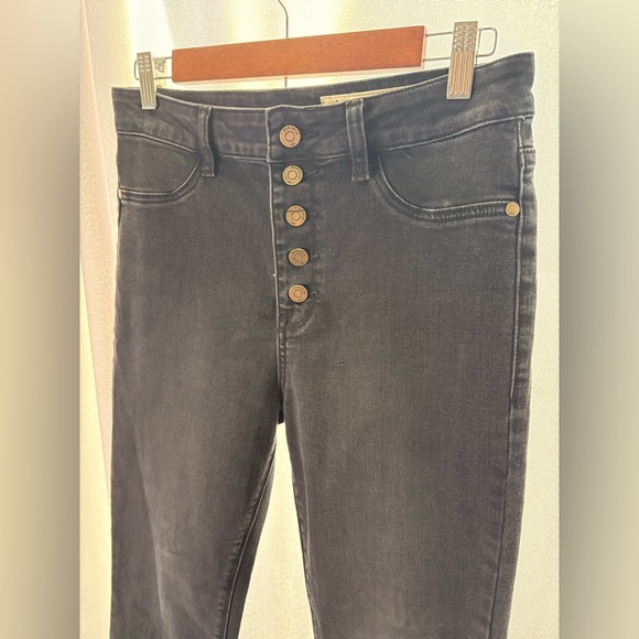 Pistola Jeans Womens Size 30 Black High Waisted Button Fly Raw Hem Grunge 504 - Picture 2 of 7